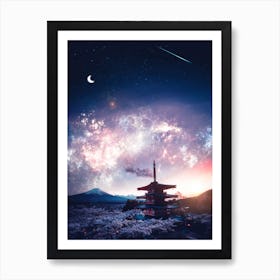 Mount Fuji Japanese Temple Art Print