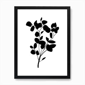 Eucalyptus Tree in Black and White Silhouette Art Print