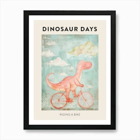 Dinosaur Riding A Bike Poster 1 Art Print