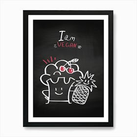 Vegan Cupcake On A Blackboard - kitchen art, kitchen poster Art Print