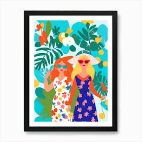 Two Women In Summer Dresses Art Print