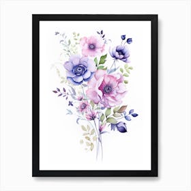 Watercolor Pink And Purple Flowers Art 1 Art Print