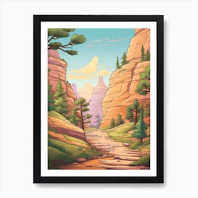 Angels Landing Usa Hike Illustration Art Print