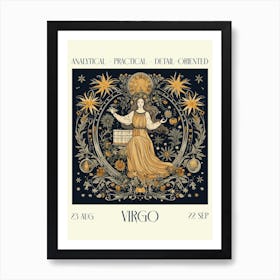 Virgo William Morris Zodiac Astral Sign Art Print
