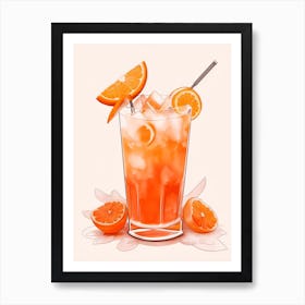 Aperol With Ice And Orange Watercolor Vertical Composition 25 Art Print