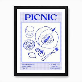 Vintage Picnic Blue Art Print