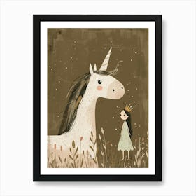 Unicorn & Princess Muted Pastels 1 Art Print