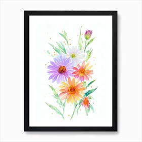 Daisies Watercolour Flower Art Print
