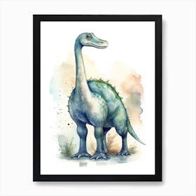 Argentinosaurus Cute Dinosaur Watercolour 1 Art Print