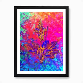 Daylily Botanical in Acid Neon Pink Green and Blue n.0358 Art Print