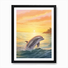 Hectors Dolphin At Sunset 2 Art Print