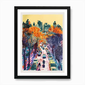 Fordham New York Colourful Silkscreen Illustration 2 Art Print