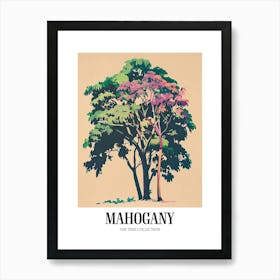 Mahogany Tree Colourful Illustration 3 Poster Art Print