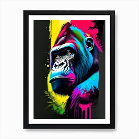 Gorilla With Graffiti Background Gorillas Tattoo 1 Art Print