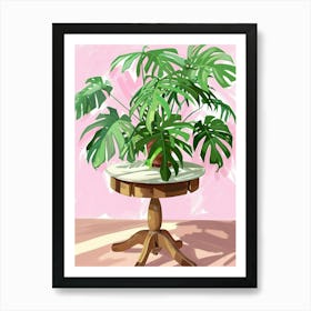 Monstera Plant On A Table Art Print