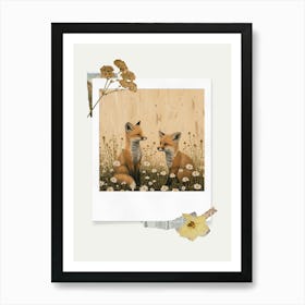 Scrapbook Foxes Fairycore Painting 4 Art Print