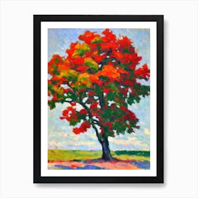 Southern Red Oak tree Abstract Block Colour Art Print