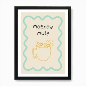 Moscow Mule Doodle Poster Teal & Orange Art Print