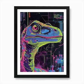 Cyber Futuristic Dinosaur Illustration 1 Art Print