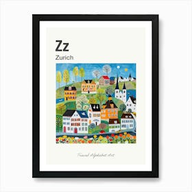 Kids Travel Alphabet  Zurich 4 Art Print