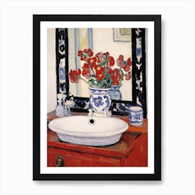 Bathroom Vanity Painting With A Pansy Bouquet 2 Art Print