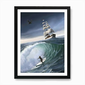 Surfer On A Wave Art Print