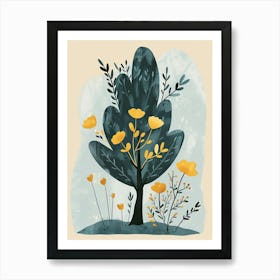 Cypress Tree Flat Illustration 3 Art Print