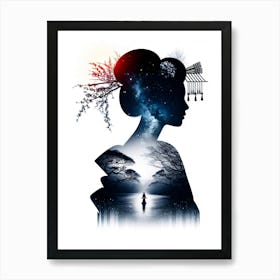 Geisha Double Exposure Art Print