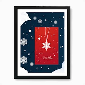 Abstract Winter Themed Illustration Featuring A Small White Ornament Framed By Satin Snowflakes On (3) Art Print