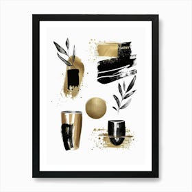 Gold And Black Abstract Painting 101 Art Print