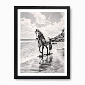 A Horse Oil Painting In Maui Beaches Hawaii, Usa, Portrait 2 Art Print