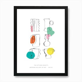 Kitchen Objects White Colours Art Print