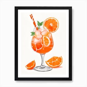 Aperol With Ice And Orange Watercolor Vertical Composition 44 Art Print