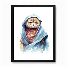 Scottish Fold Cat As A Jedi 2 Art Print