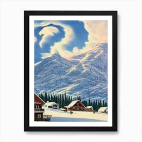Shymbulak, Kazakhstan Ski Resort Vintage Landscape 2 Skiing Poster Art Print