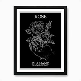 Rose In A Hand Line Drawing 1 Poster Inverted Art Print