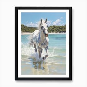 A Horse Oil Painting In Whitehaven Beach, Australia, Portrait 4 Art Print