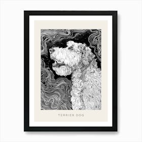 Swirly Terrier Dog Line Sketch Poster Art Print
