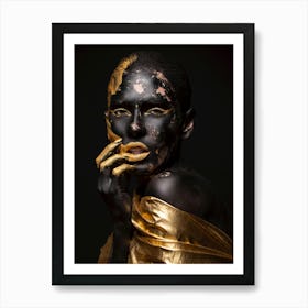 Black And Gold Woman 1 Art Print