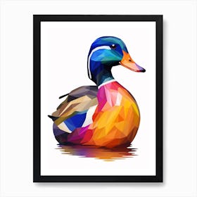 Colourful Geometric Bird Mallard Duck 3 Art Print