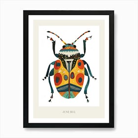 Colourful Insect Illustration June Bug 6 Poster Art Print
