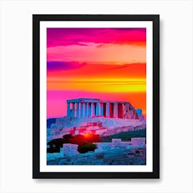 Acropolis Pop Art Sunset Art Print