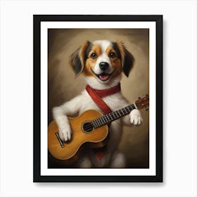 Beautiful Dog Playing Guitar Art Print