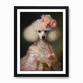 Victorian Animal Portrait, Dressed Animal Prints, Royal Lady Dog, Altered Art Print, Dark Moody Renaissance Poodle Print, Pet Lover Gift Art Print