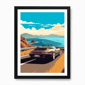 A Porsche 911 In Causeway Coastal Route Illustration 2 Art Print