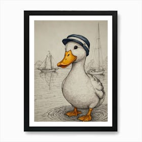 Duck In A Hat 3 Art Print