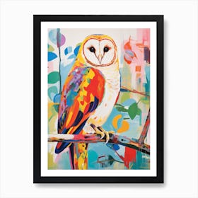 Colourful Bird Painting Barn Owl 3 Art Print