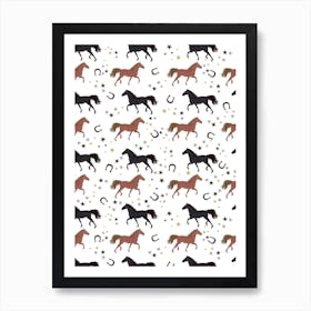 Black Brown Horses Art Print