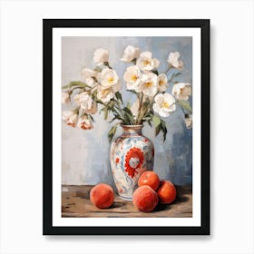 Pansy Flower And Peaches Still Life Painting 3 Dreamy Art Print