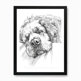 Sleeping Dog Line Sketch Art Print